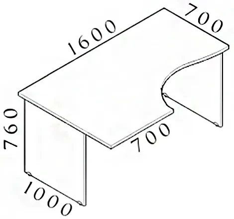 Birou ergonomic Visio 160 x 100 cm, stanga, nuc