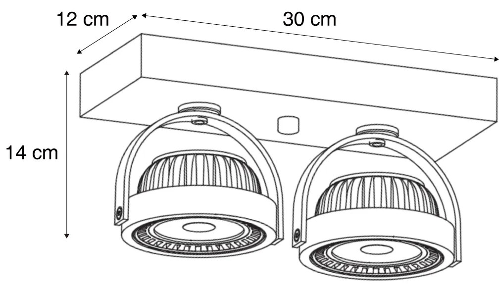 Spot modern negru montat la suprafață, cu LED dimabil inclus, cu 2 lumini - Apollo