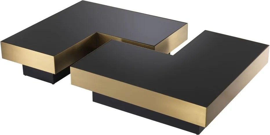 Set 4 masute de cafea design elegant Nio, alama-negru 113961 HZ