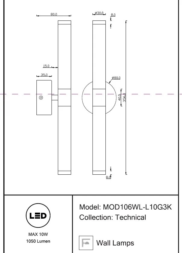 Aplica de perete LED design high-tech minimalist Axis