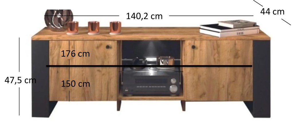 Masă TV Wayne (Stejar craft auriu). 1053383