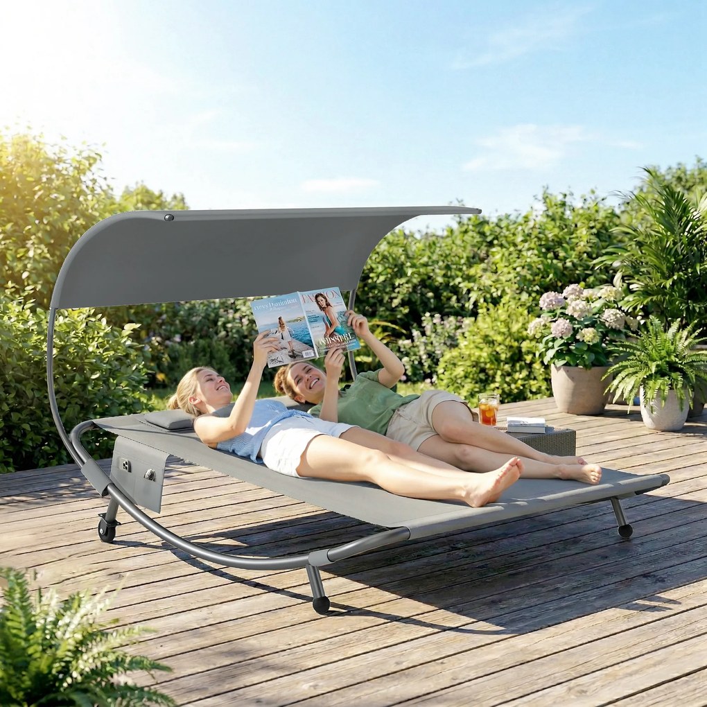 Outsunny plajă balcon parasolar dublu matrimonial | Aosom Romania