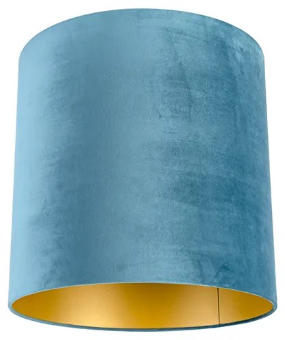 Abajur din catifea albastru 40/40/40 cu interior auriu