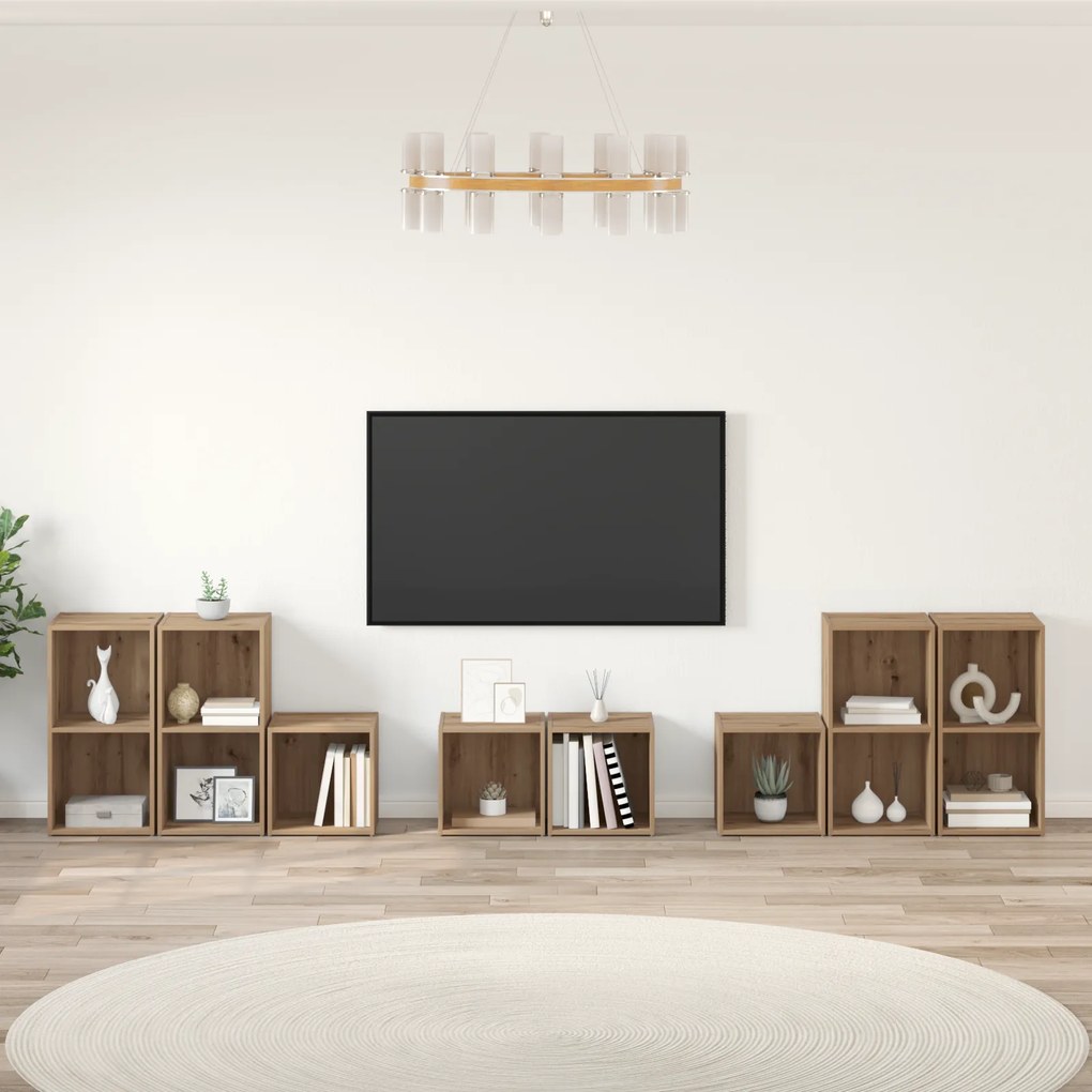 vidaXL Set dulap TV cu raft cu depozitare 8 pcs Stejar Artizanal Lemn compozit