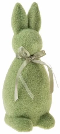 Decorație de Paște iepuraș cu fundă, verde, 13 x11 x 30 cm