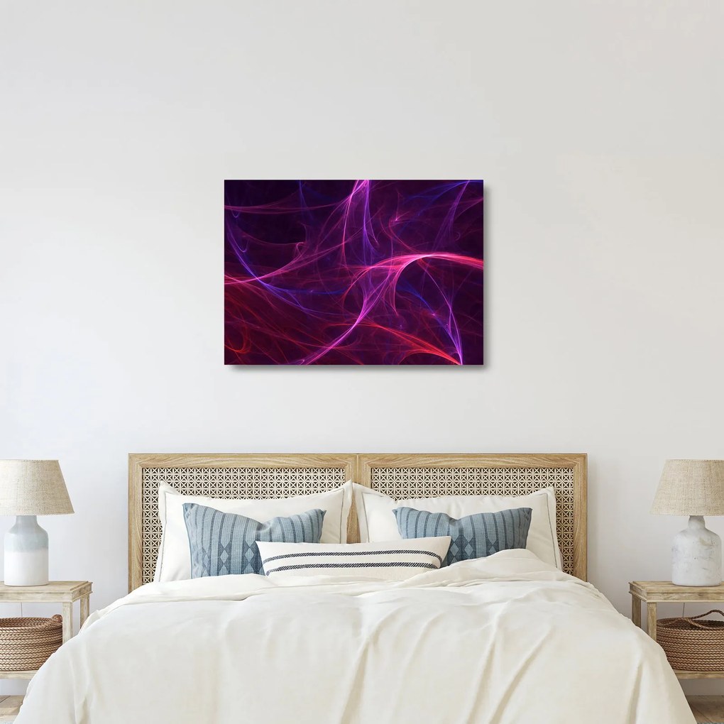 Tablou pe sticlă abstract cu linii curbe (70x50 cm)