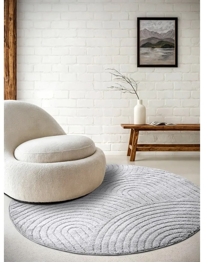 Covor gri deschis rotund ø 160 cm Panglao New York Light Grey – Elle Decoration