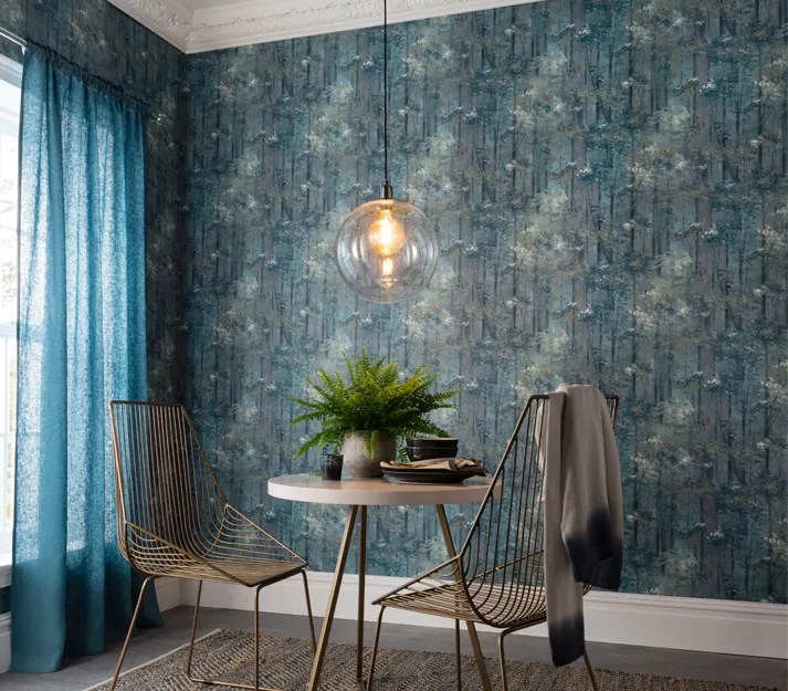 Tapet Glade, Lagoon Blue Luxury Tree, 1838 Wallcoverings, 5.3mp / rola