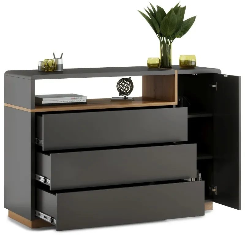 Mazzoni Set de mobilier FOLK Antracit (gri închis)/Stejar Artisan