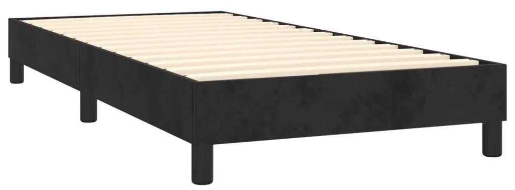 Pat box spring cu saltea, negru, 100x200 cm, catifea Negru, 25 cm, 100 x 200 cm