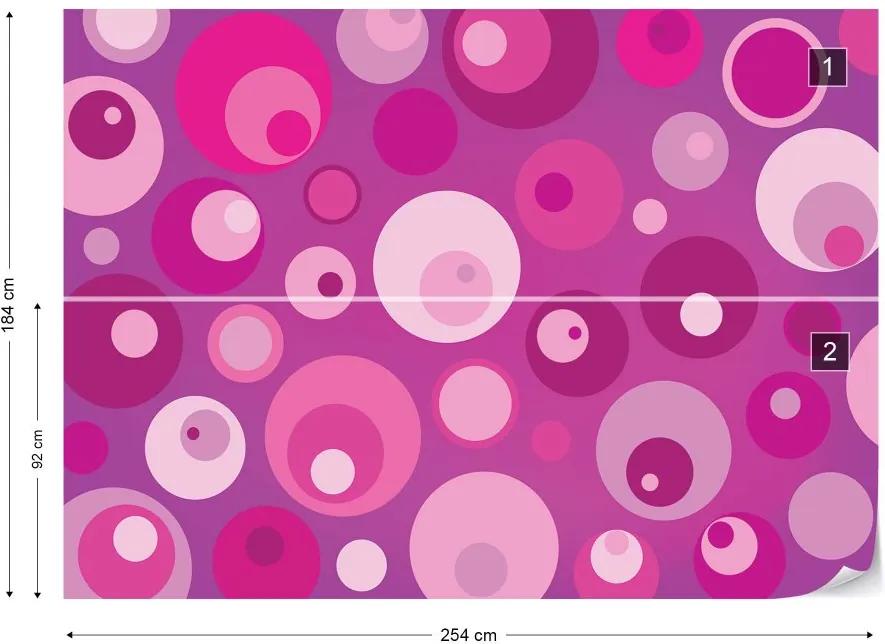 GLIX Fototapet - Modern Pink Cirlces Pattern Vliesová tapeta  - 254x184 cm