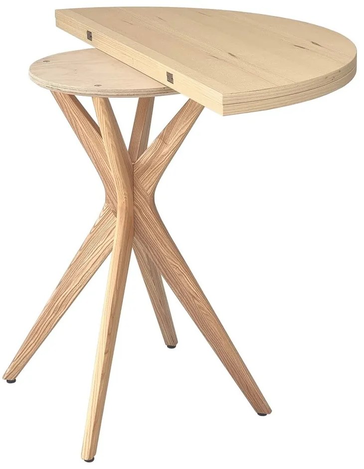 Masă de dining rotundă extensibilă cu blat cu aspect de lemn de frasin 45x90 cm Jubi – Ragaba