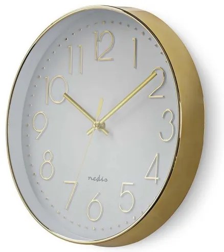 Ceas de perete Nedis CLWA015PC30GD 1xAA alb/auriu