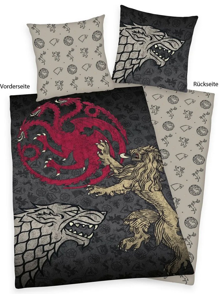 Lenjerie de pat din bumbac Herding Game of Thrones, 135 x 200 cm, 80 x 80 cm