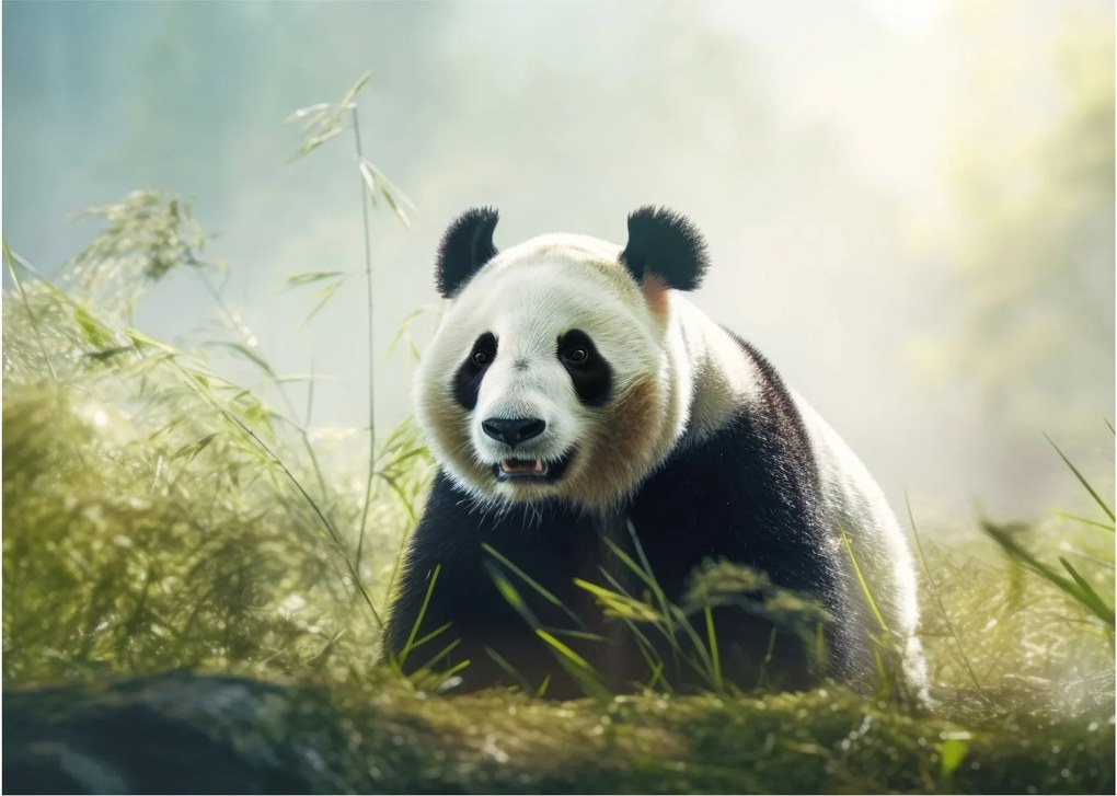 Tablou pe sticlă - Panda (70x50 cm)