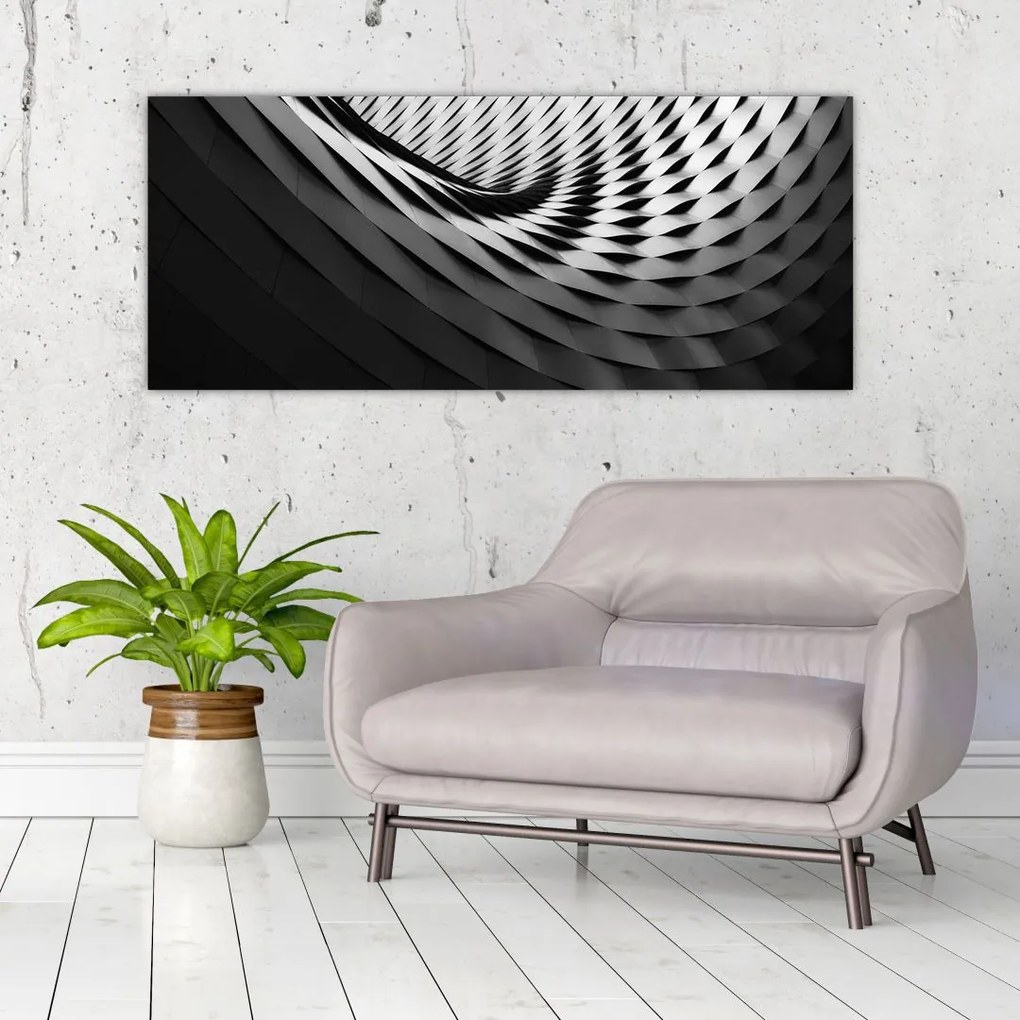 Tablou abstract - spirală alb neagră (120x50 cm), în 40 de alte dimensiuni noi