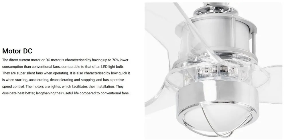 Lustra cu Ventilator si telecomanda JUST FAN XS LED crom/transparent