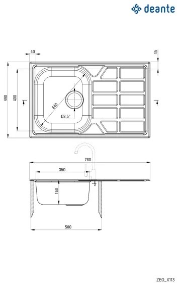 Chiuvetă de bucătărie Deante ZEO_0113 SOUL 49x78 cm satin