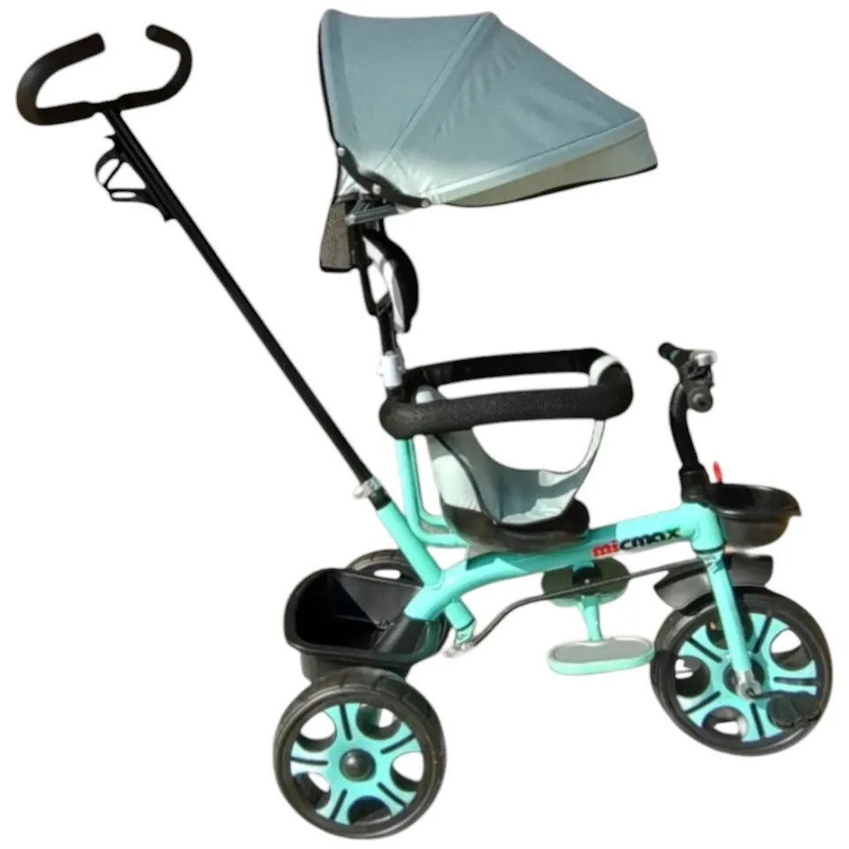 Tricicleta cu copertina detasabila NOVOKIDS™ My first Trike, Roti din spuma cauciucata, Maner de ghidaj pentru parinti, Cadru metalic, Dimensiuni