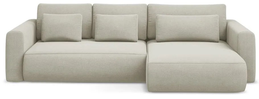 Colțar bej extensibil/cu spațiu de depozitare (cu colț pe partea dreaptă/cu șezlong) Kapua – Makamii