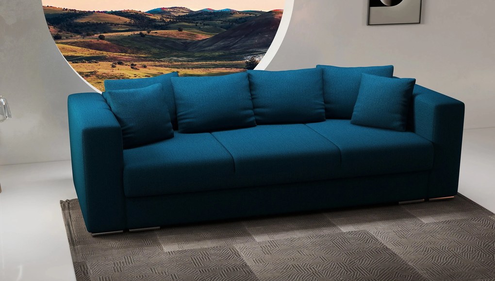 Canapea extensibilă dumonde cu ladă de depozitare si sezut confortabil din spuma high-density, Gloria Enjoy Petrol 240x100 cm
