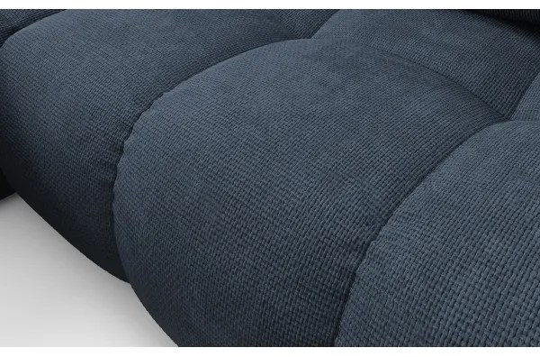 Colțar extensibil ALMADA, tapițat, în L, cu spațiu de depozitare, pe partea stângă, albastru