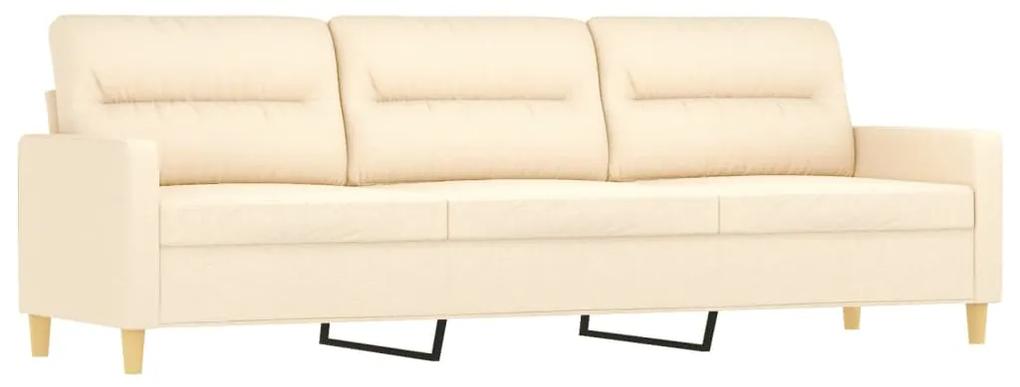 Canapea cu 3 locuri si taburet, crem, 210 cm, textil Crem, 228 x 77 x 80 cm