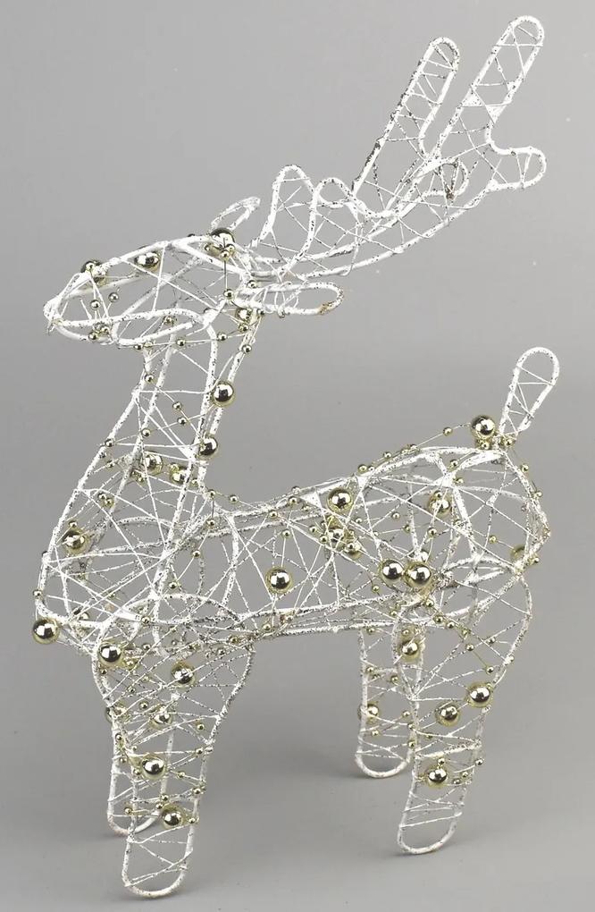 Decorțaiune de Crăciun Ren Brawley alb, 20 cm