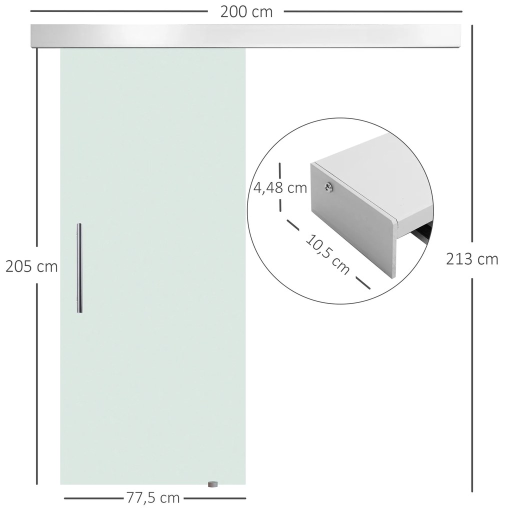 HOMCOM usa glisanta din sticla, sina silentioasa, 77.5x205cm | Aosom Romania