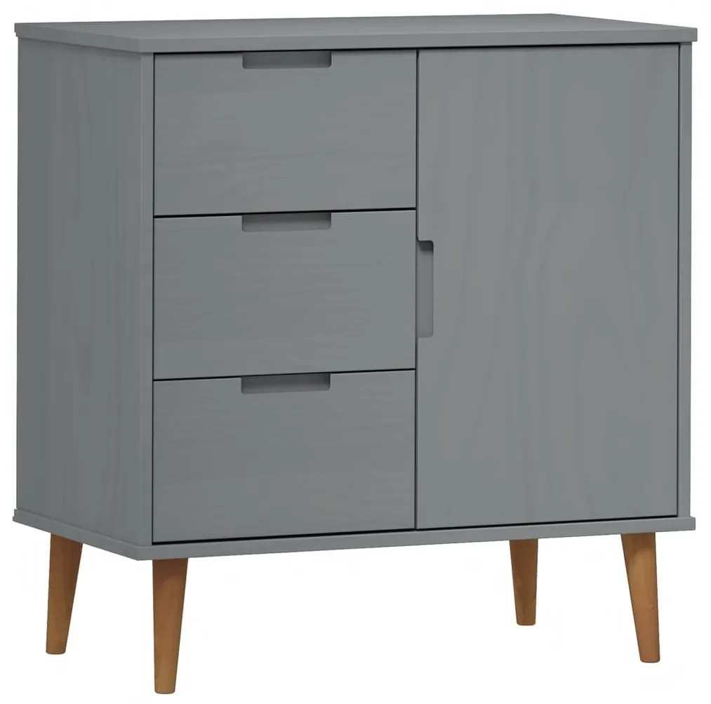 350512 vidaXL Servantă „MOLDE” gri 76,5x40x80 cm lemn masiv de pin