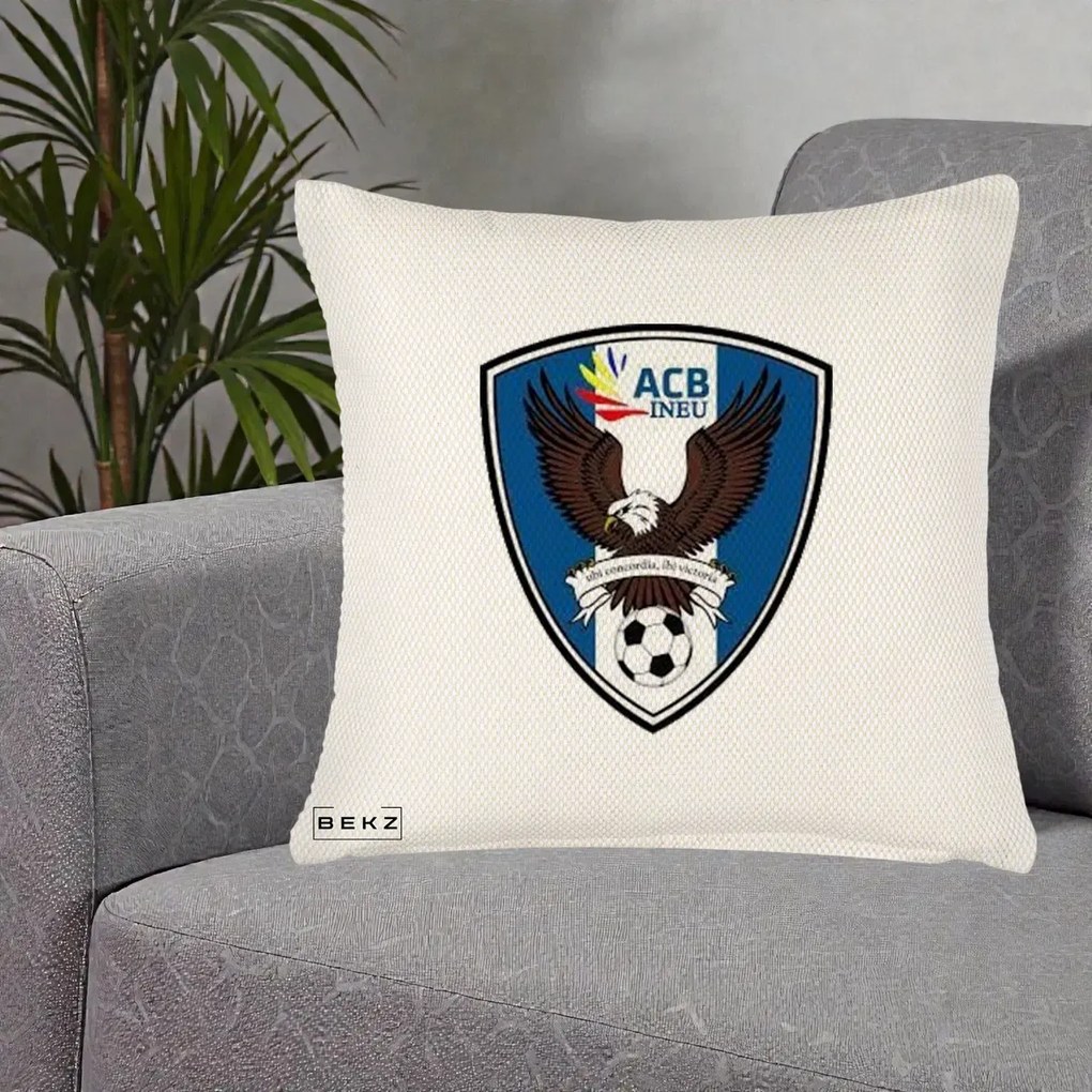 Perna Personalizata ACB Ineu Fotbal, 40x40 cm, Crem Reliefat, Husa Detasabila, Perna Inclusa, BEKZ®
