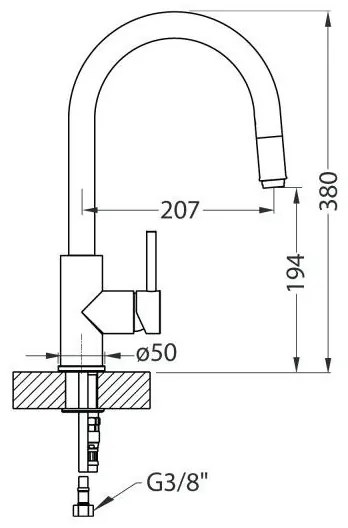 ALVEUS 1129021 - Baterie chiuvetă DELOS 38 cm cu duș extractibil, crom lucios