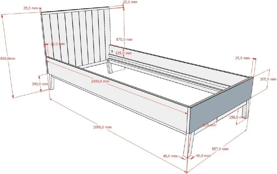 Pat pentru copii bej din lemn de pin fără somieră 90x200 cm Sezane – Vipack