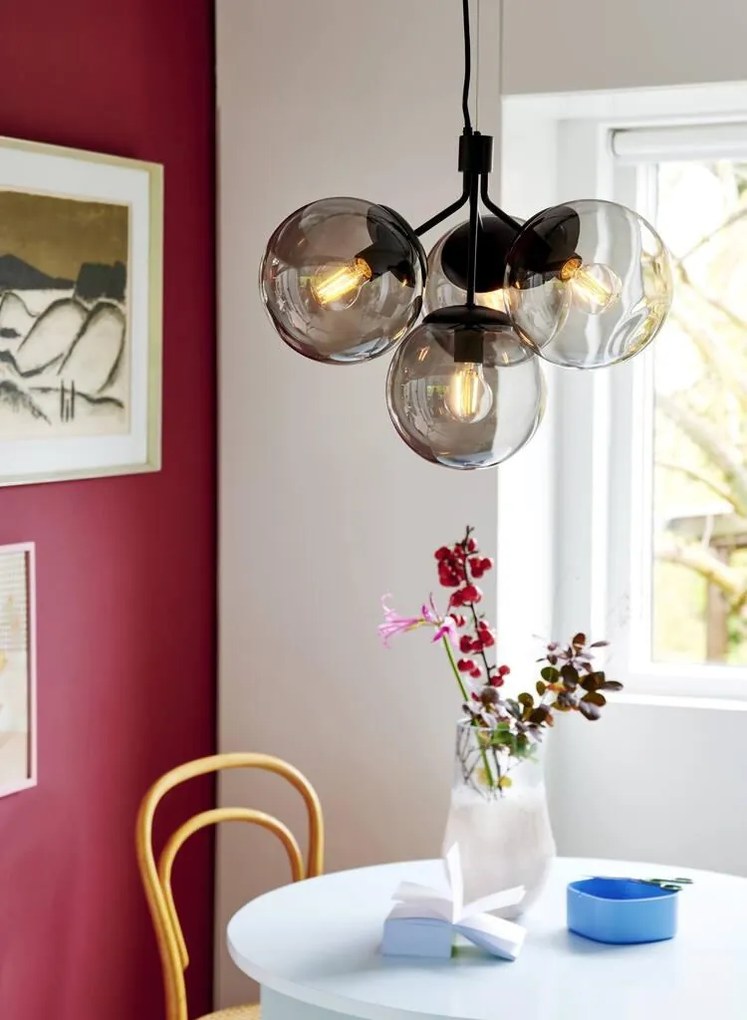 Lustra stil modern, extravagant Ivona negru/ sticla fumurie