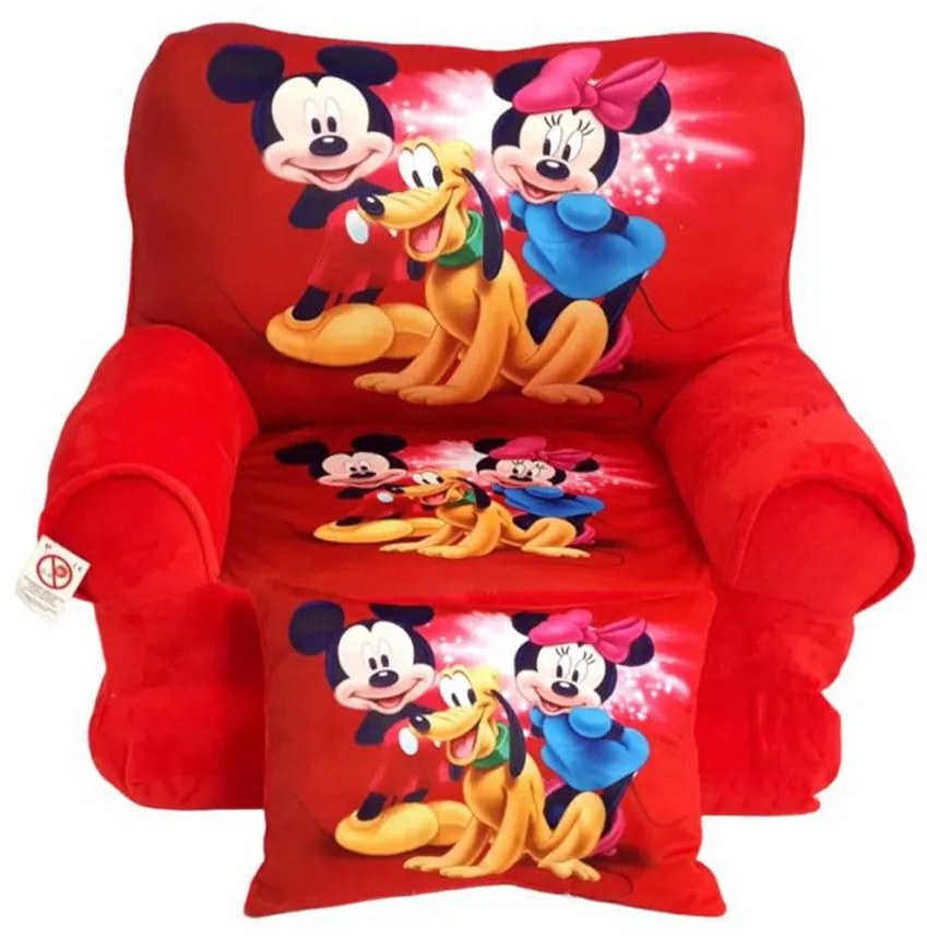 Fotoliu din plus extensibil in 2 pliuri, Mickey si Minnie, 80 cm, Rosu - FPE-44