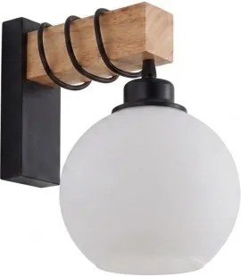 Brilagi - Aplica de perete WOOD GLASS 1xE27/60W/230V pin/negru/alb
