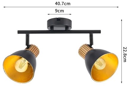 Brilagi - Spot ODENSE 2xE14/10W/230V lemn de cauciuc/negru