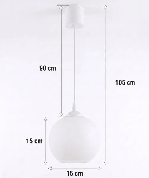 Brilagi - Lustră LED suspendată pe cablu RETRO GLASS 1xE27/60W/230V Ø 15 cm albă