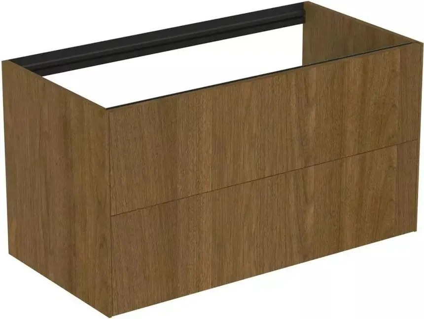 Dulap baza suspendat Ideal Standard Atelier Conca finisaj nuc inchis 2 sertare 100 cm