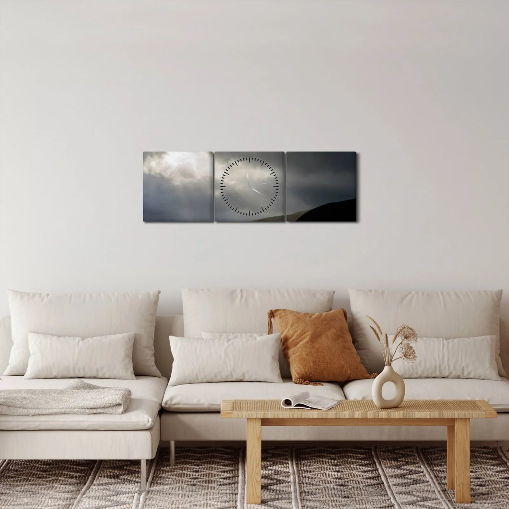 Tablou cu furtuna în apropiere (cu ceas) (90x30 cm)