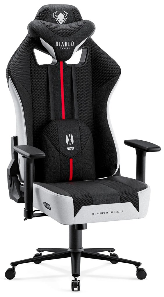 Scaun Gaming Diablo X-Player 2.0 Din Material King Size: Alb-Negru