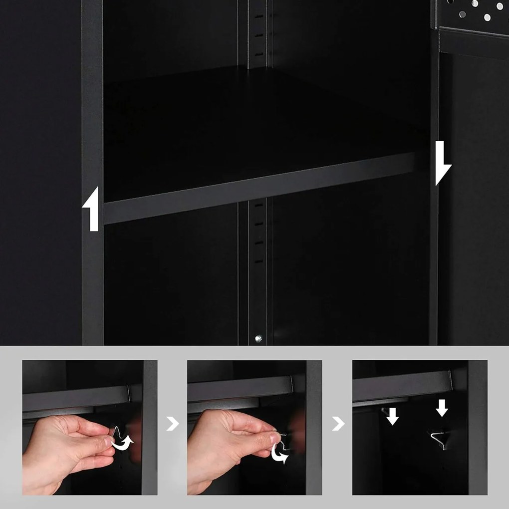 Comoda cu 1 usa Industrial, Songmics, 42.5 x 40 x 76 cm, PAL/otel, negru