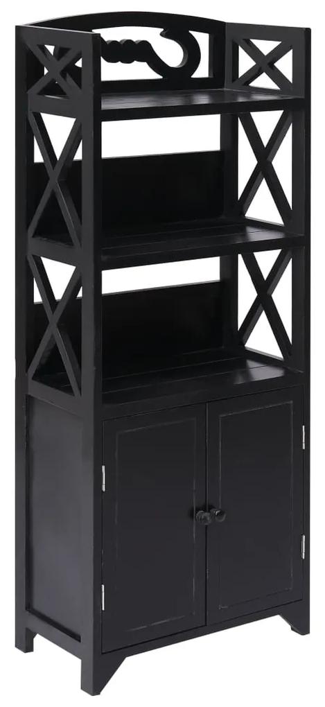 Dulap de baie, negru, 46 x 24 x 116 cm, lemn de paulownia Negru, 1, 1