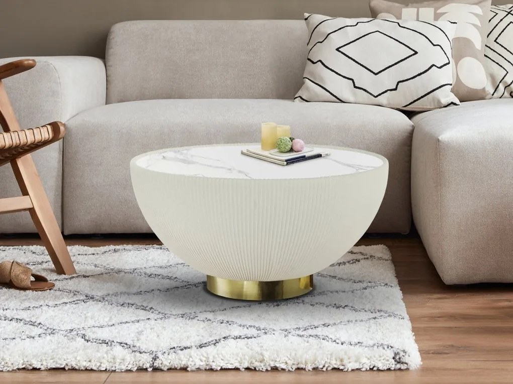 Masuta de cafea design modern Candy alb/alama 71cm