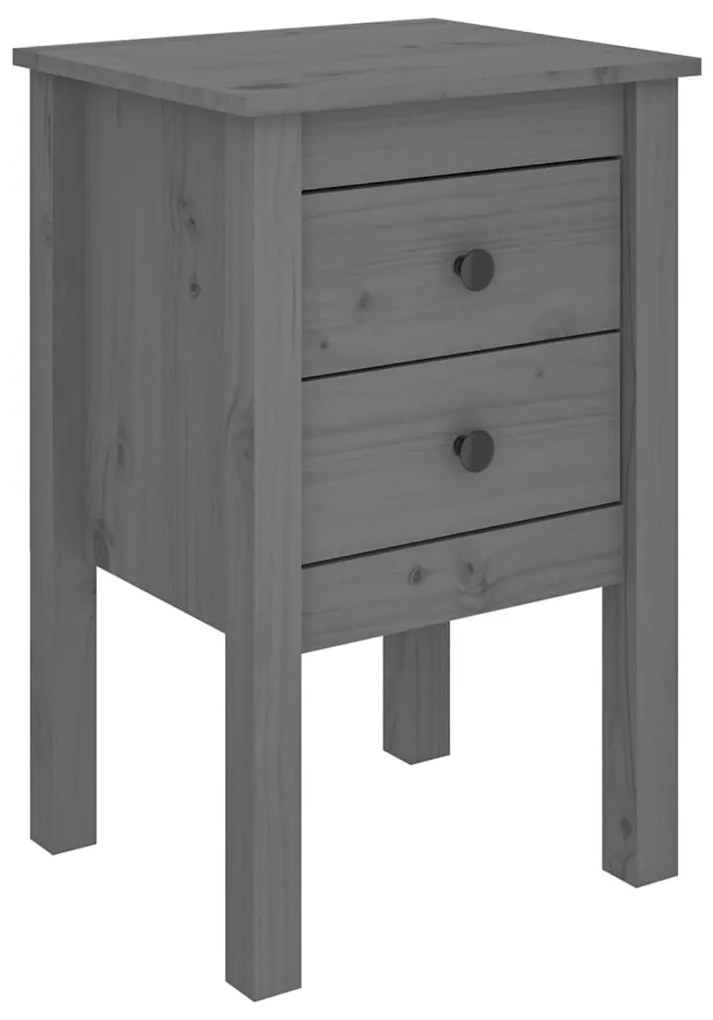 813693 vidaXL Noptieră, gri, 40x35x61,5 cm, lemn masiv de pin