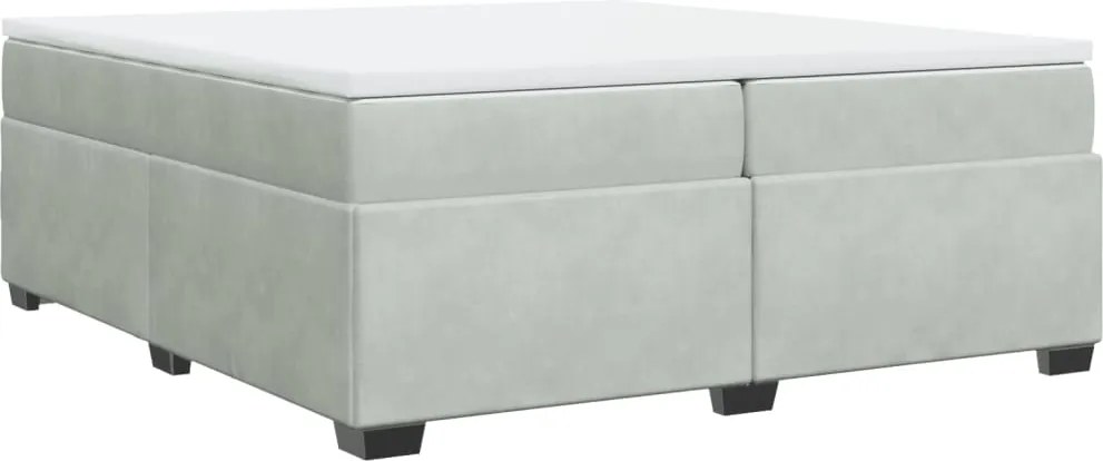 vidaXL Pat box spring cu saltea, gri deschis, 200x200 cm, catifea