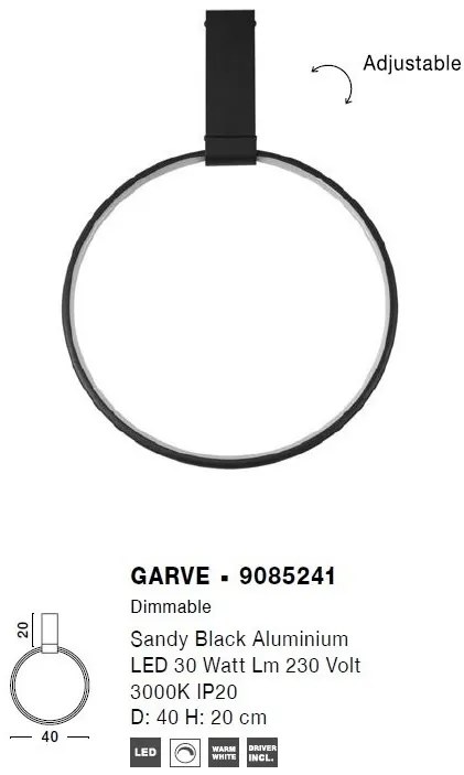 Lustra/Plafoniera LED ajustabila design modern GARVE Black 40cm