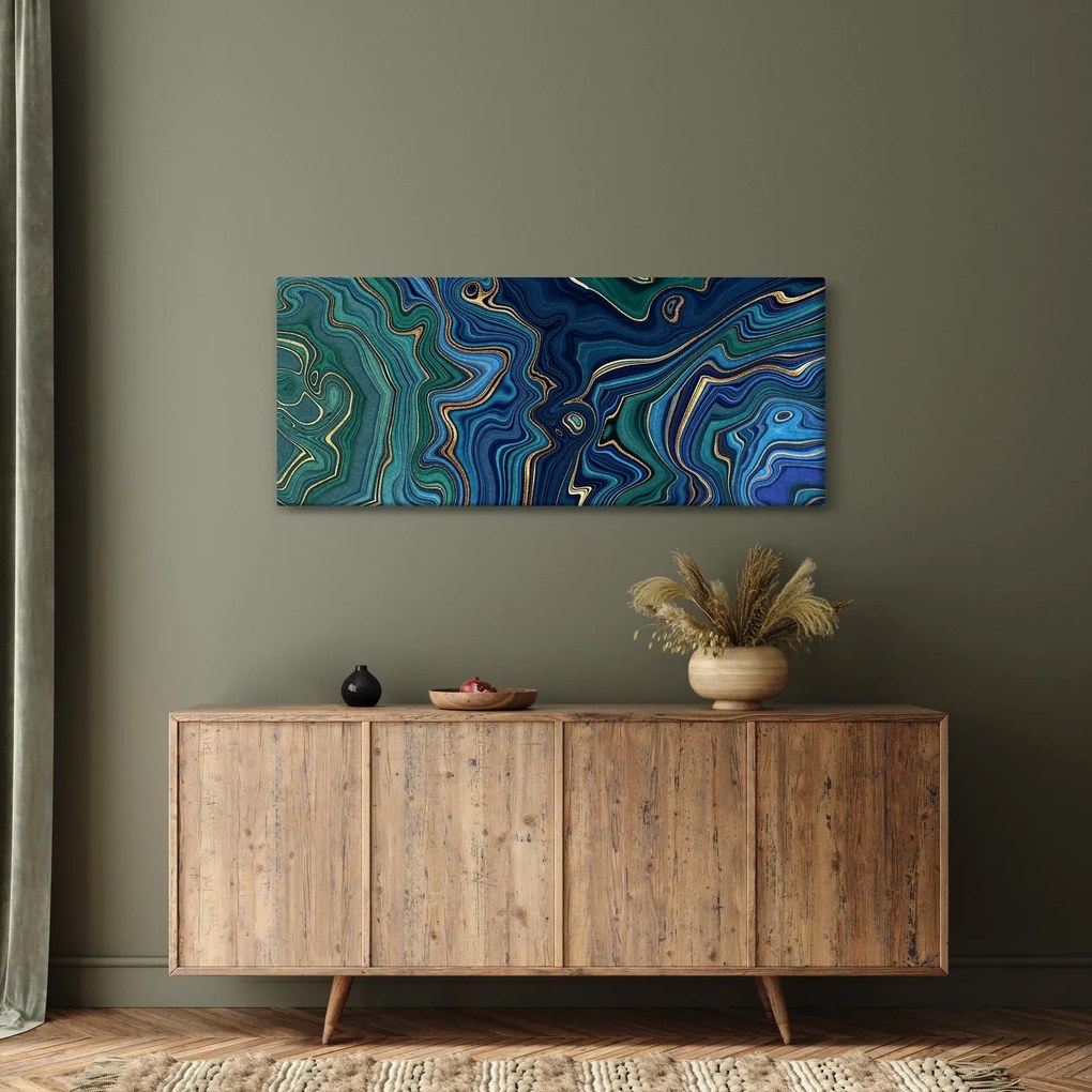 Tablou - Marmură verde- albastru (120x50 cm)