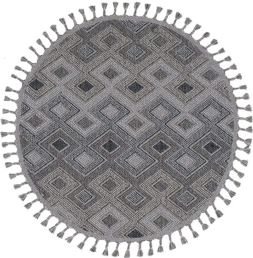 Covor BEVERLY, 80x80 cm, forma rotunda, polipropilena, gri inchis, 226