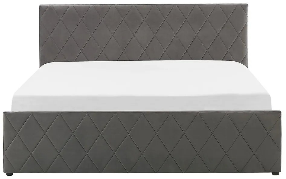 Pat matrimonial 140 cm ROFARIO (gri) (zamat) (cu somieră și sp. depozitare). 1023480